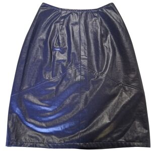 Vintage Rafferty Navy Blue Faux Leather Pencil Size 3 Mini Skirt Sexy Club Biker